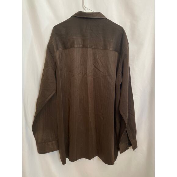 Linea Dome Men's Button up Shirt Brown Size 2XLT 18-18 1/2 - Picture 2 of 3